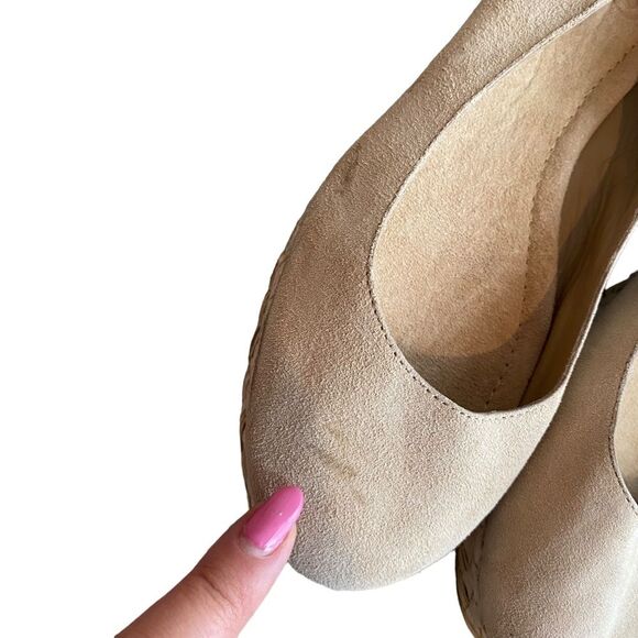 Joie Suede‎ Leather Flats Size 7.5 Beige Espadrille Slip On Coastal Natural Boho - Picture 4 of 8